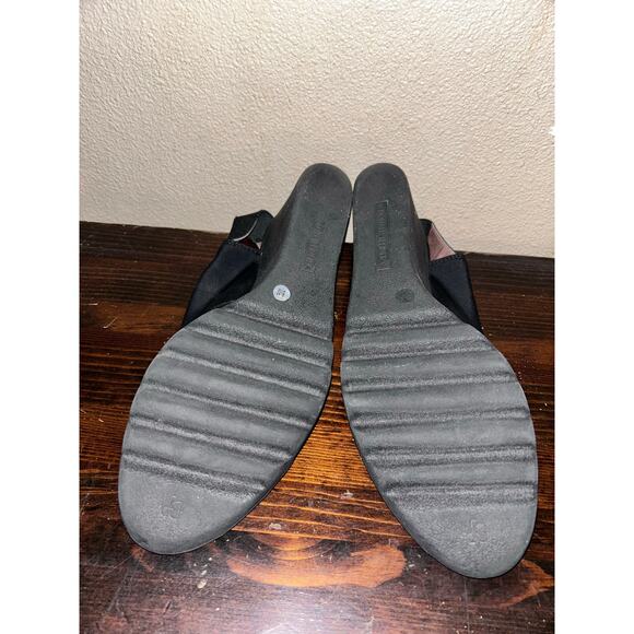 Donald J Pliner Mynne Black Leather Slingback Wedge Sandals Womens 8.5 Preppy - Picture 5 of 11